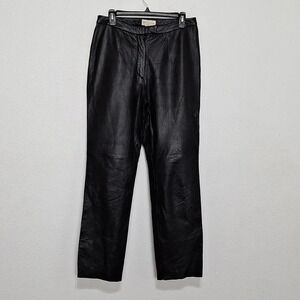 Merona Black Soft Leather Academia High Waist Moto Straight Leg Pants Size 10